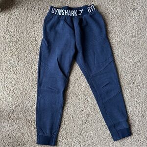 Navy gym shark sweat pants with zip pockets.